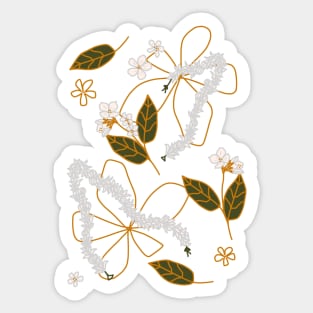 Jasmine Flower Hair Garland Gajra Pattern On Black Background Sticker
